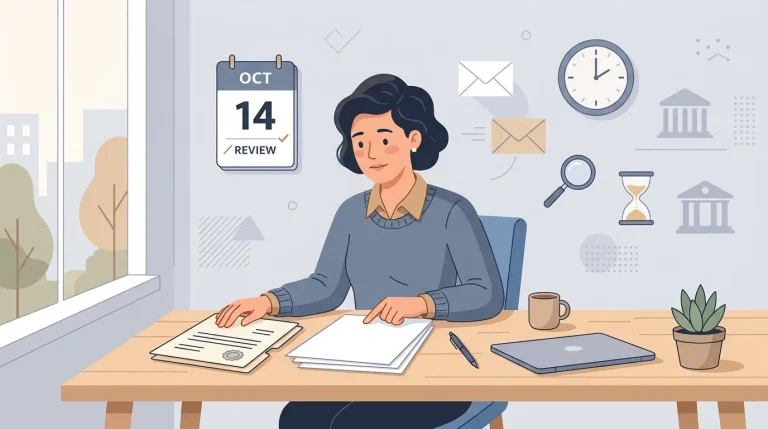 Femme travaillant à son bureau avec documents et calendrier