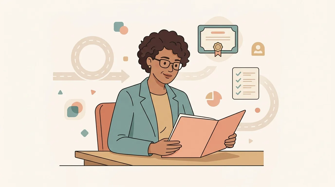 Femme travaillant sur ordinateur avec documents et liste de tâches