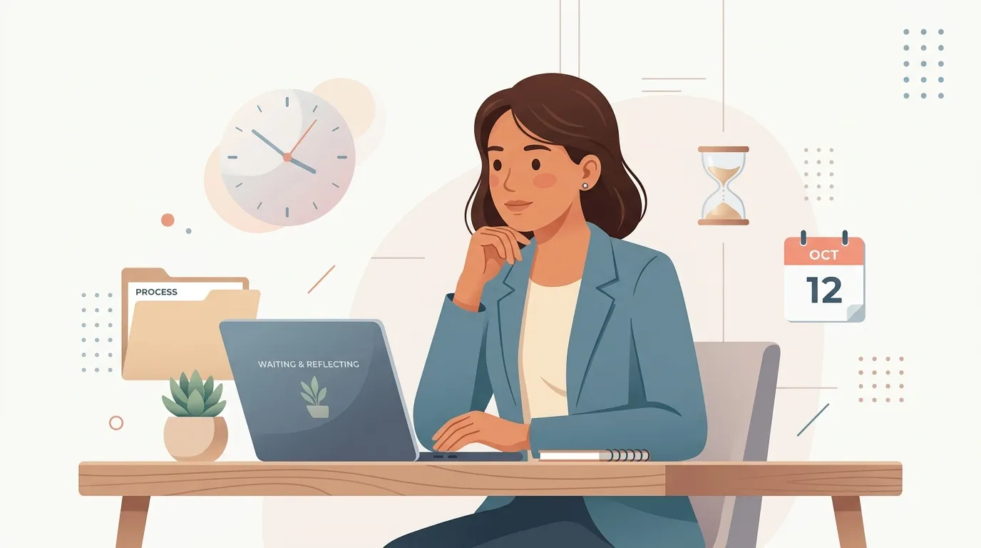 Femme en blazer bleu travaillant sur laptop au bureau