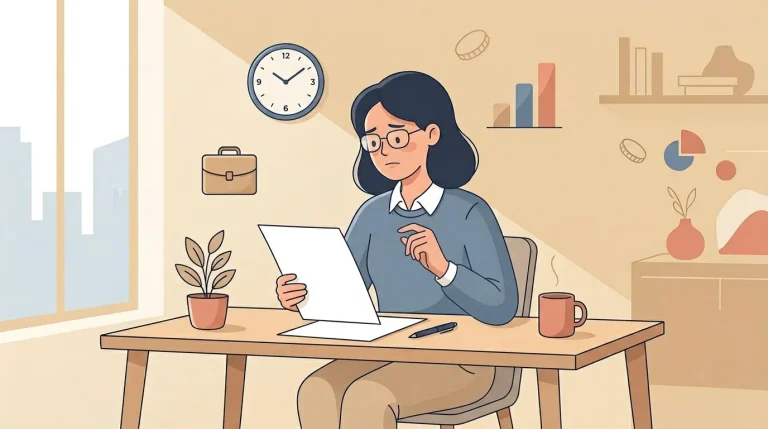 Femme avec lunettes travaillant sur laptop à son bureau