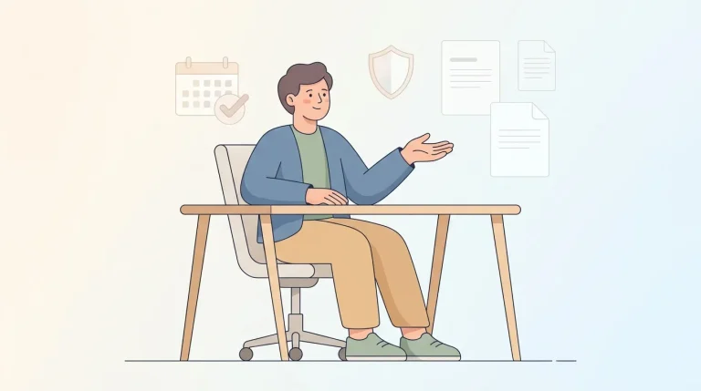 Homme assis au bureau organisant tâches et documents