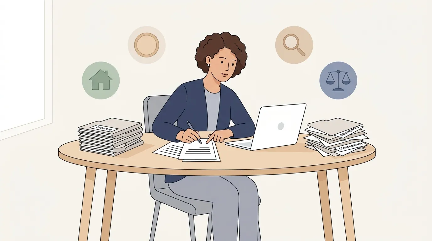 Femme avocate au bureau avec documents et laptop
