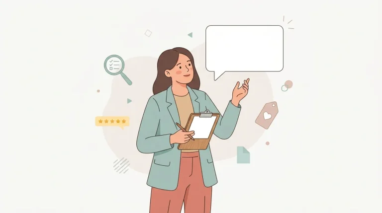 Femme avec clipboard et bulle de dialogue vide souriante
